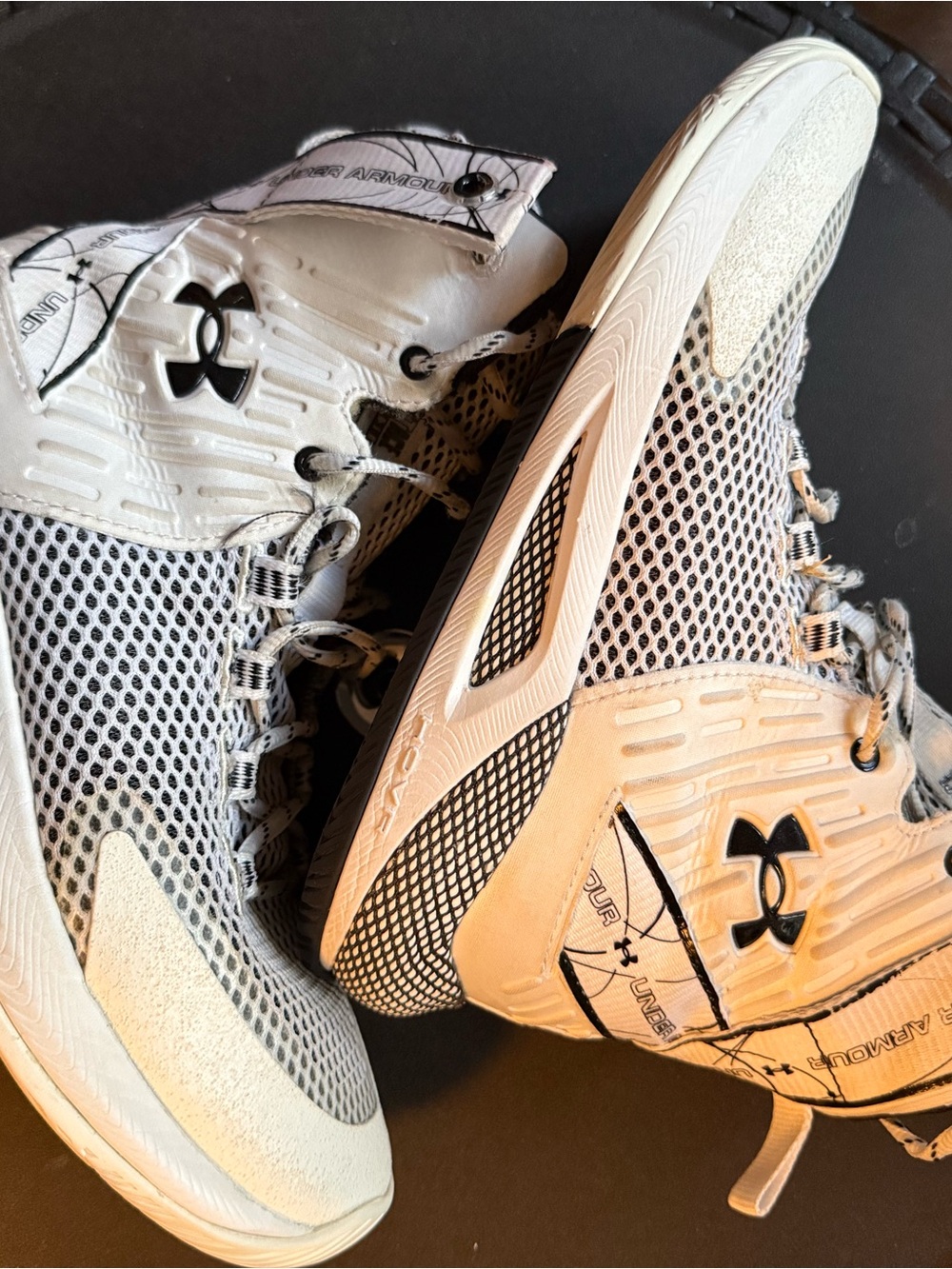 Under Armour White and Black Mesh Athletic Sneakers